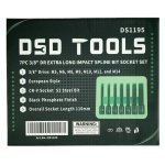 7PC 3/8" DR EXTRA LONG IMPACT SPLINE BIT SOCKET SET DS1195 - Image 3