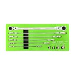 10PC EXTRA LONG DOUBLE FLEXI HEAD RING RATCHET WRENCH DS1817 - Image 1