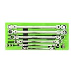 10PC EXTRA LONG DOUBLE FLEXI HEAD RING RATCHET WRENCH DS1817 - Image 2