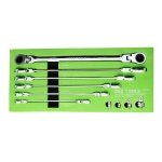 10PC EXTRA LONG DOUBLE FLEXI HEAD RING RATCHET WRENCH DS1817 - Image 1
