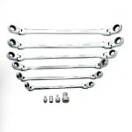 10PC EXTRA LONG DOUBLE FLEXI HEAD RING RATCHET WRENCH DS1817 - Image 3