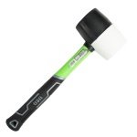 32OZ WHITE / BLACK RUBBER MALLET WITH FIBREGLASS HANDLE DS1858 - Image 1